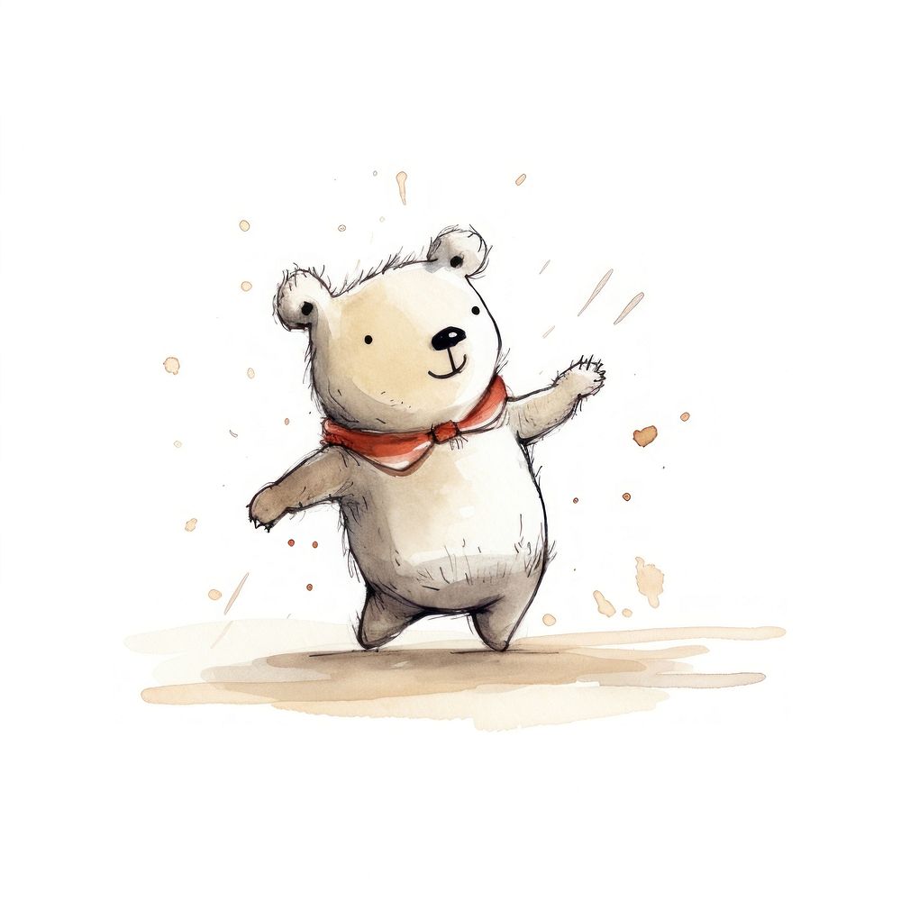 Cute Bear dancing ballet cartoon mammal animal.