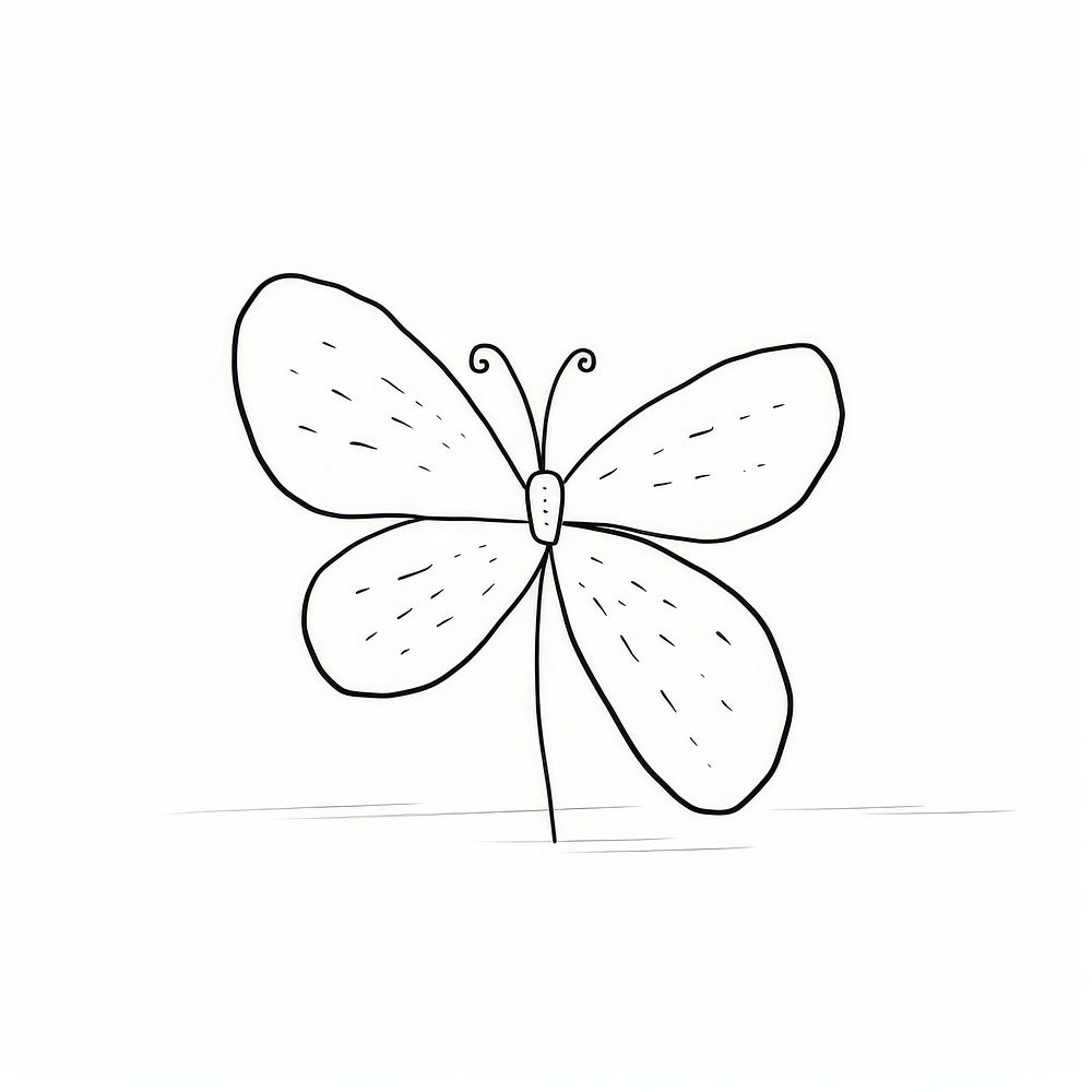 Butterfly sketch drawing line.