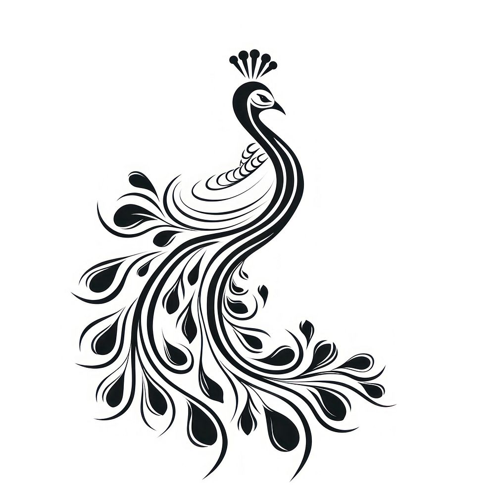 Peacock pattern white line.
