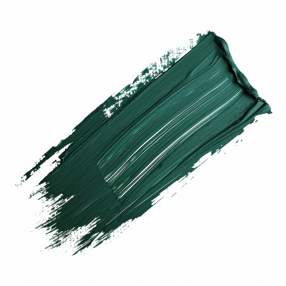 Dark green flat paint brush white background splattered abstract.
