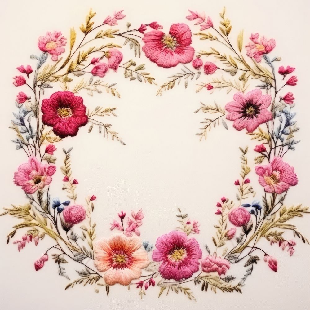 Embroidery of a floral frame pattern art creativity.
