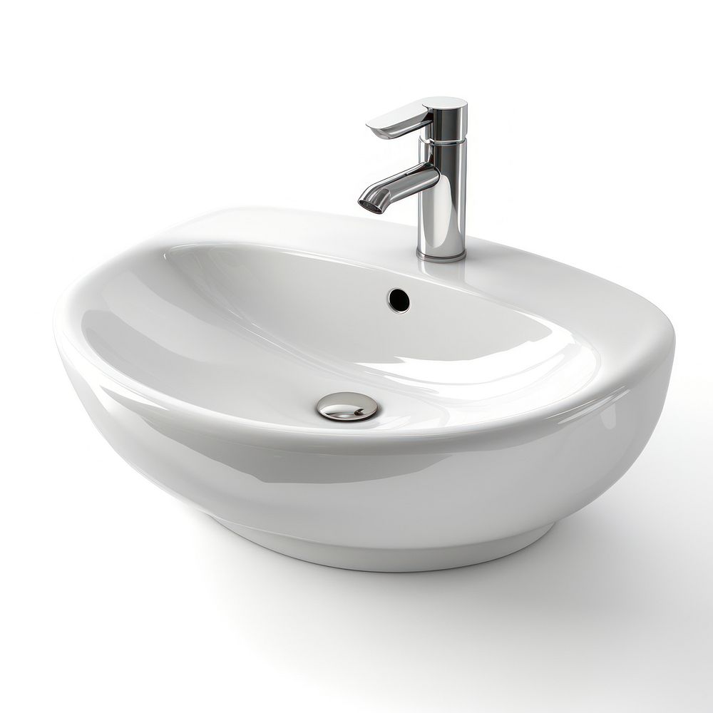 Washbasin white sink white background.
