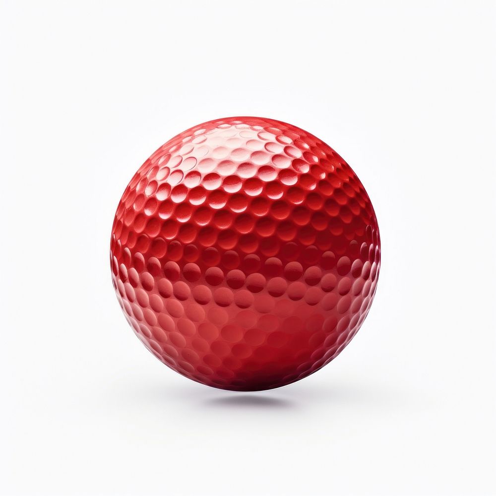 Golf ball sphere sports red.