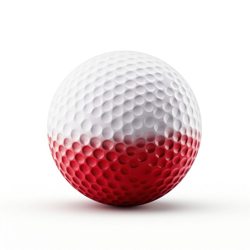 Golf ball on red tee sports white background electronics.