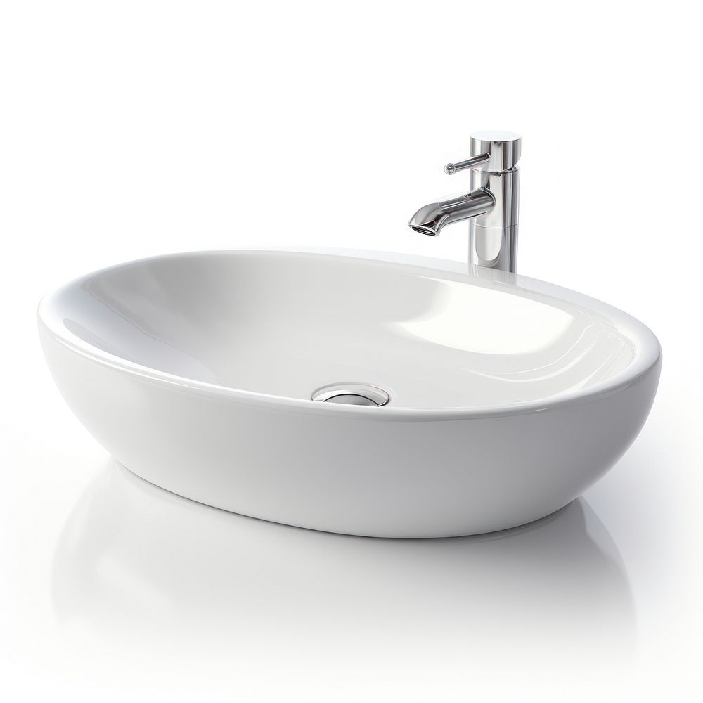 Washbasin white sink white background.