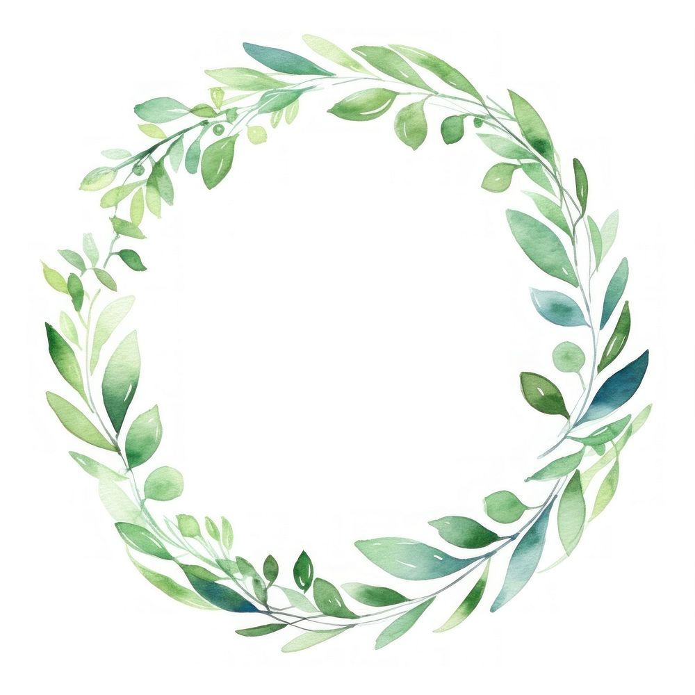 Green leaf circle border pattern wreath plant.