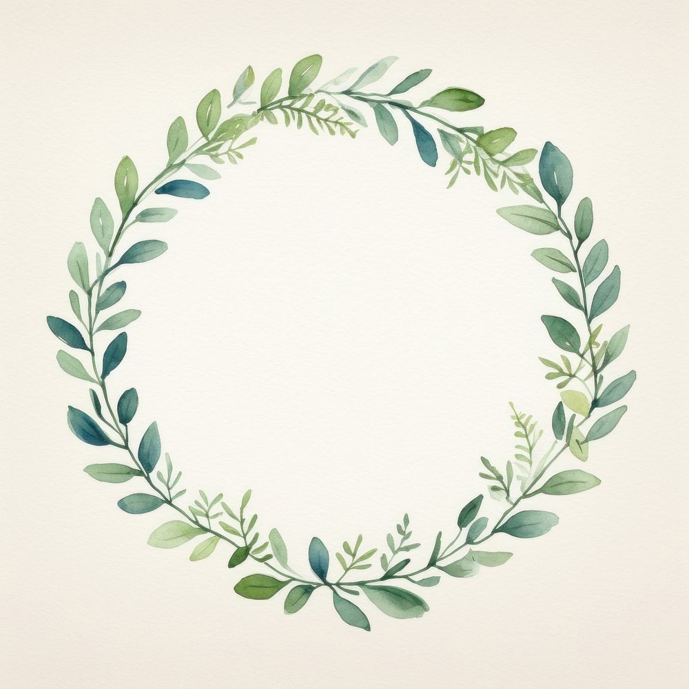 Green leaf circle border pattern wreath plant.
