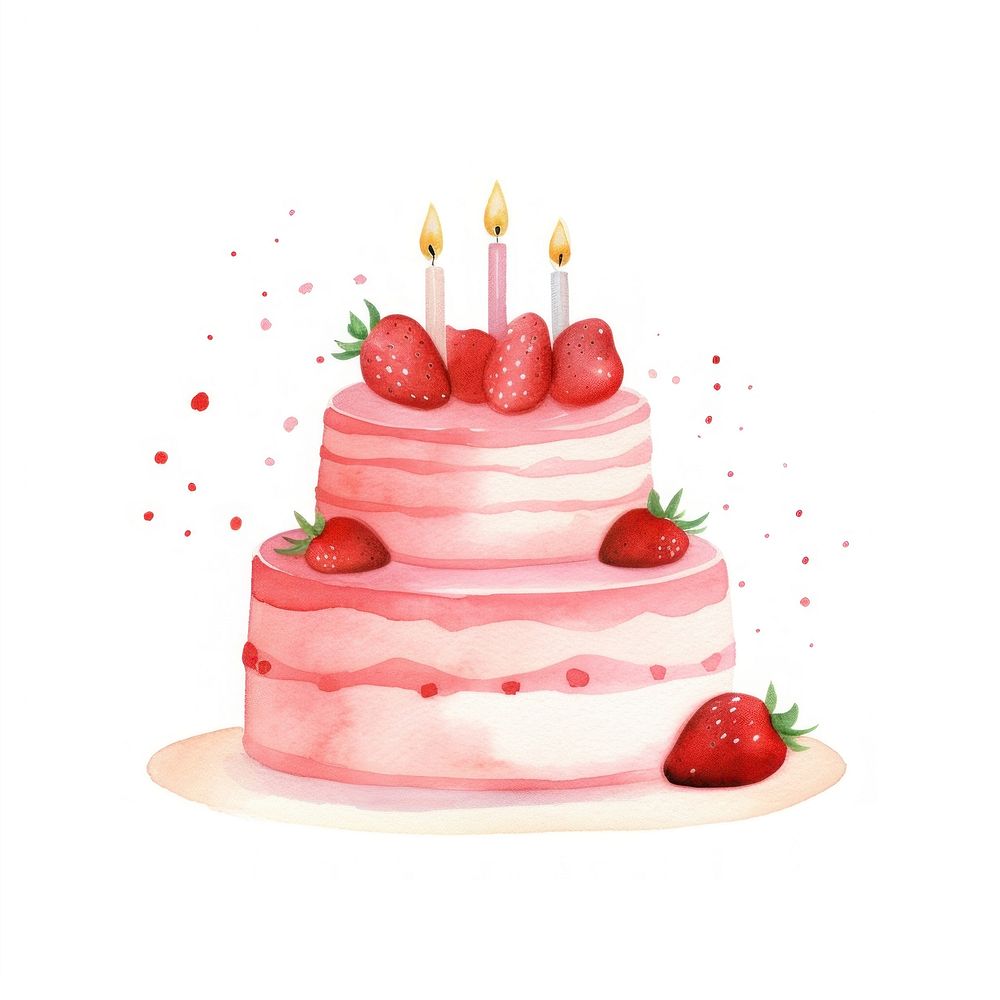 Minimal cute birthday cake strawberry dessert cream.