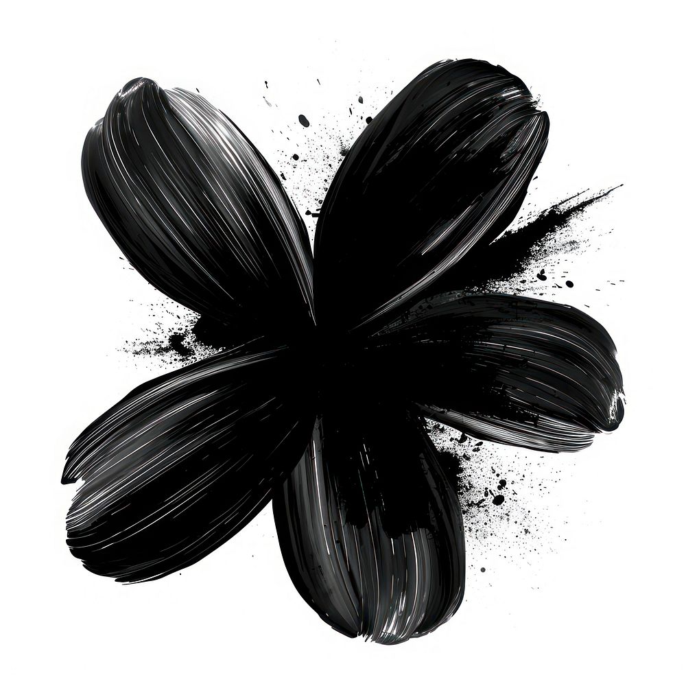 Paint flower shape brush stroke black white petal.