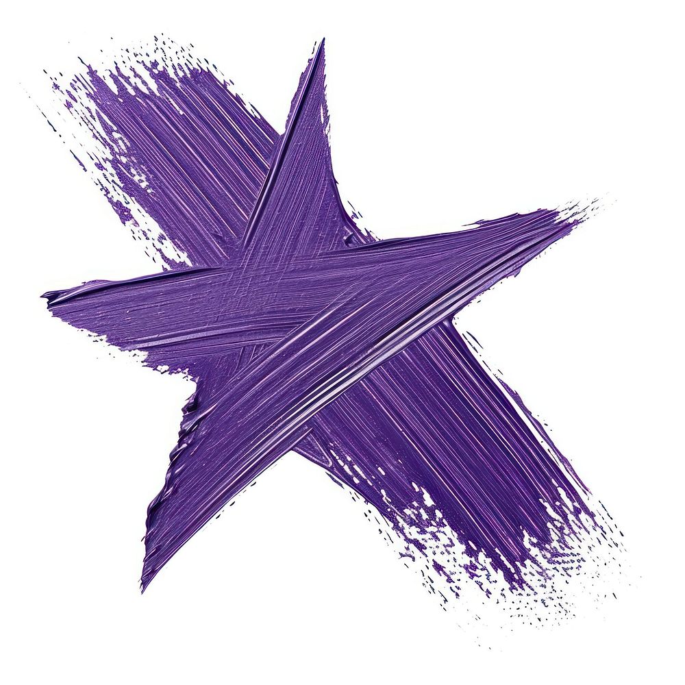 Paint star shape brush stroke purple drawing sketch.