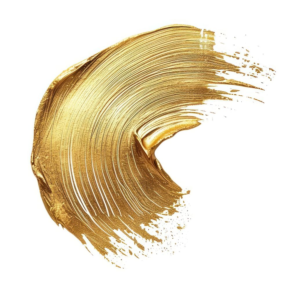 Paint wave shape brush stroke gold white background abstract.
