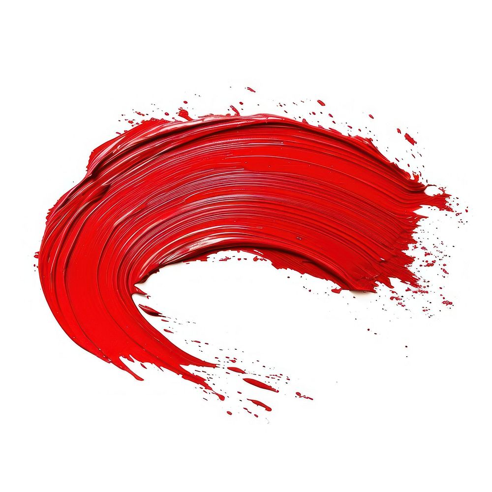 Paint wave shape brush stroke red white background splattered.
