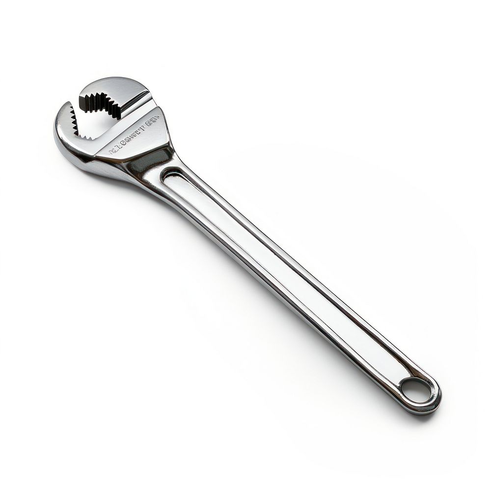 Adjustable Wrench wrench white background silverware.