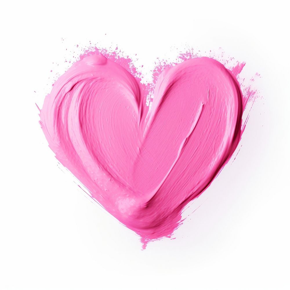 Pink heart shape white background splattered creativity.