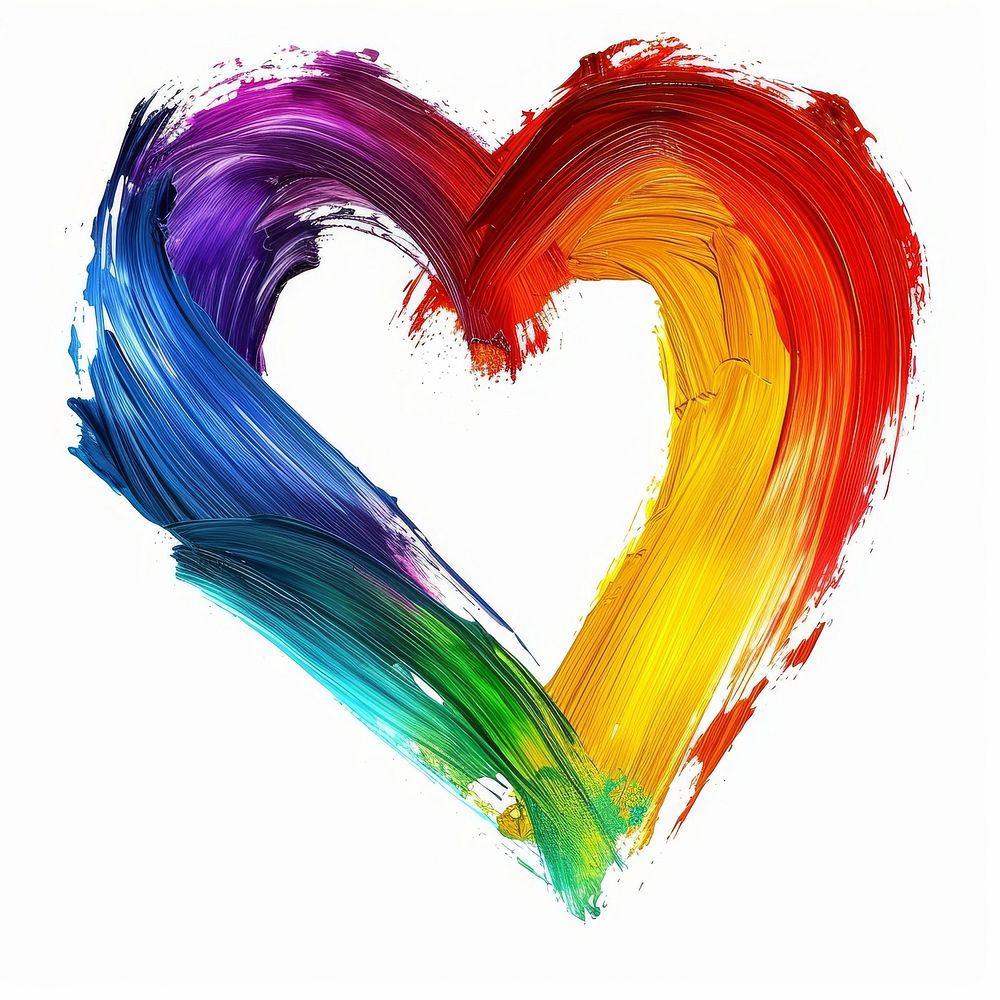 Rainbow heart shape paint white background creativity.