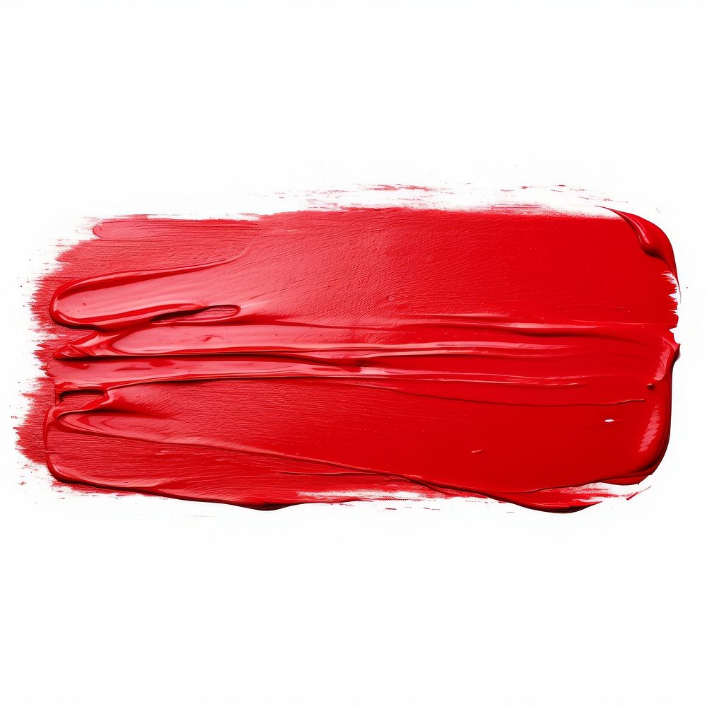 Red flat paint brush stroke backgrounds white background splattered.
