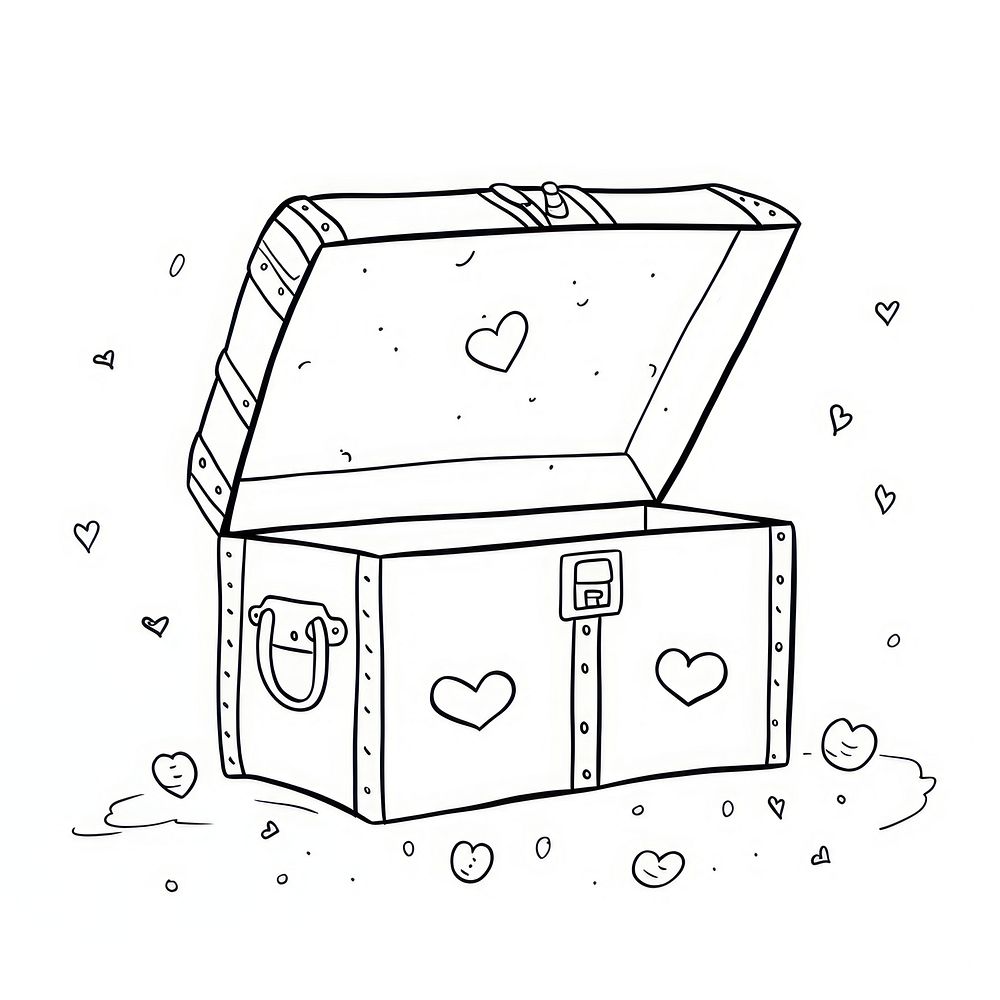 Treasure chest sketch doodle line.