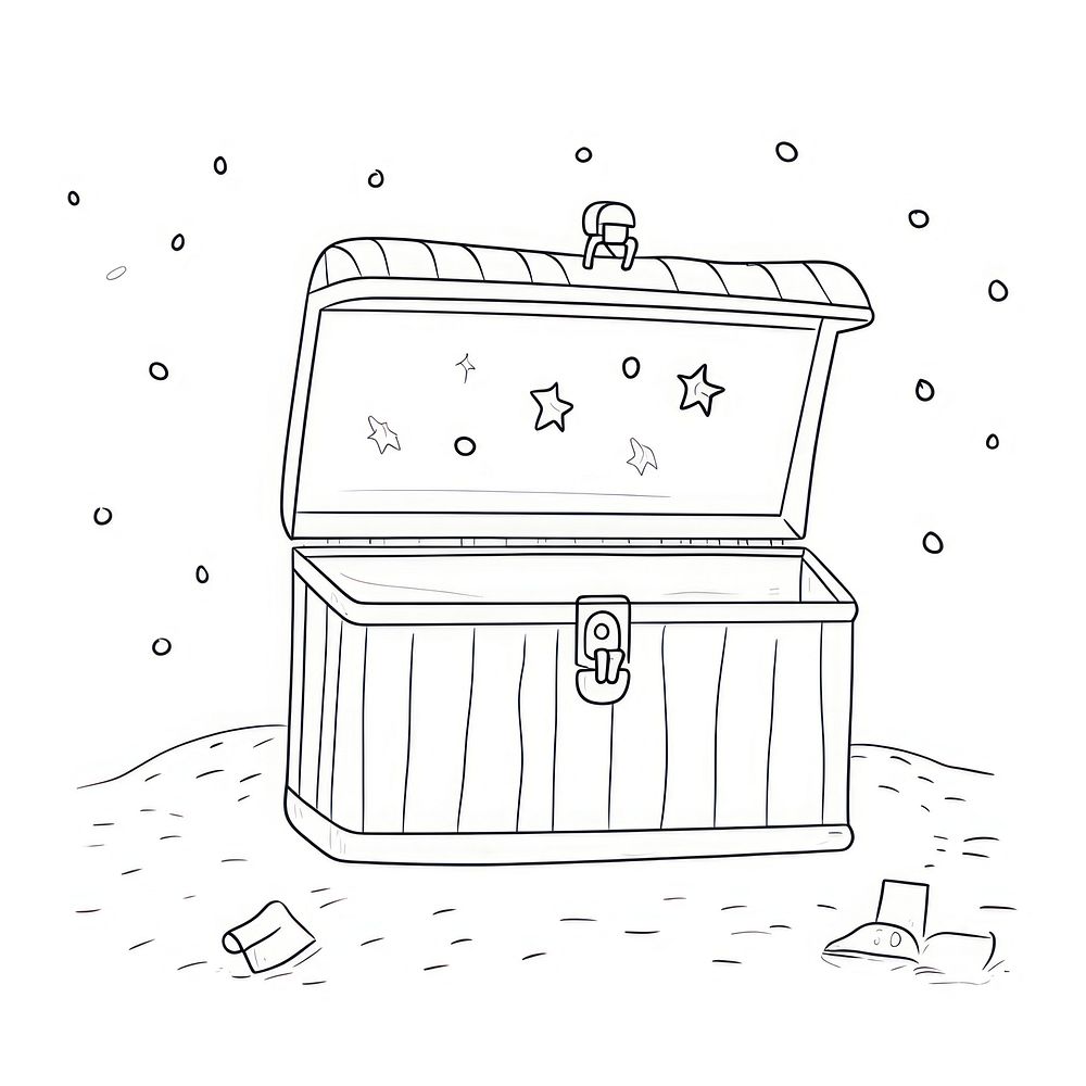 Treasure chest sketch drawing doodle.