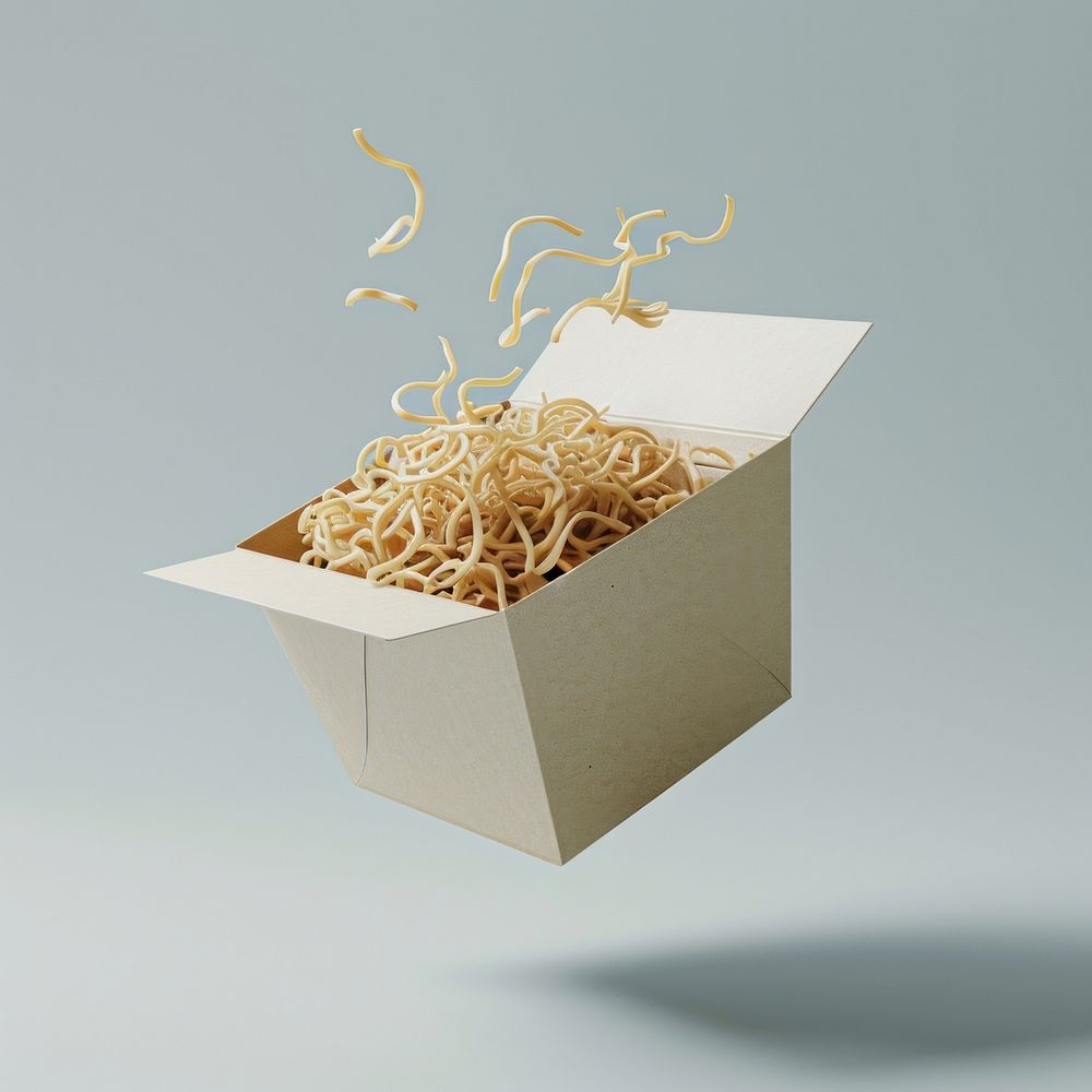Blank noodle box  gray background celebration cardboard.