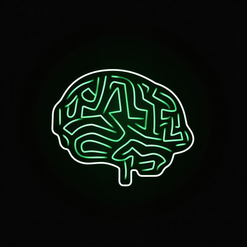 Brain icon light glowing line.