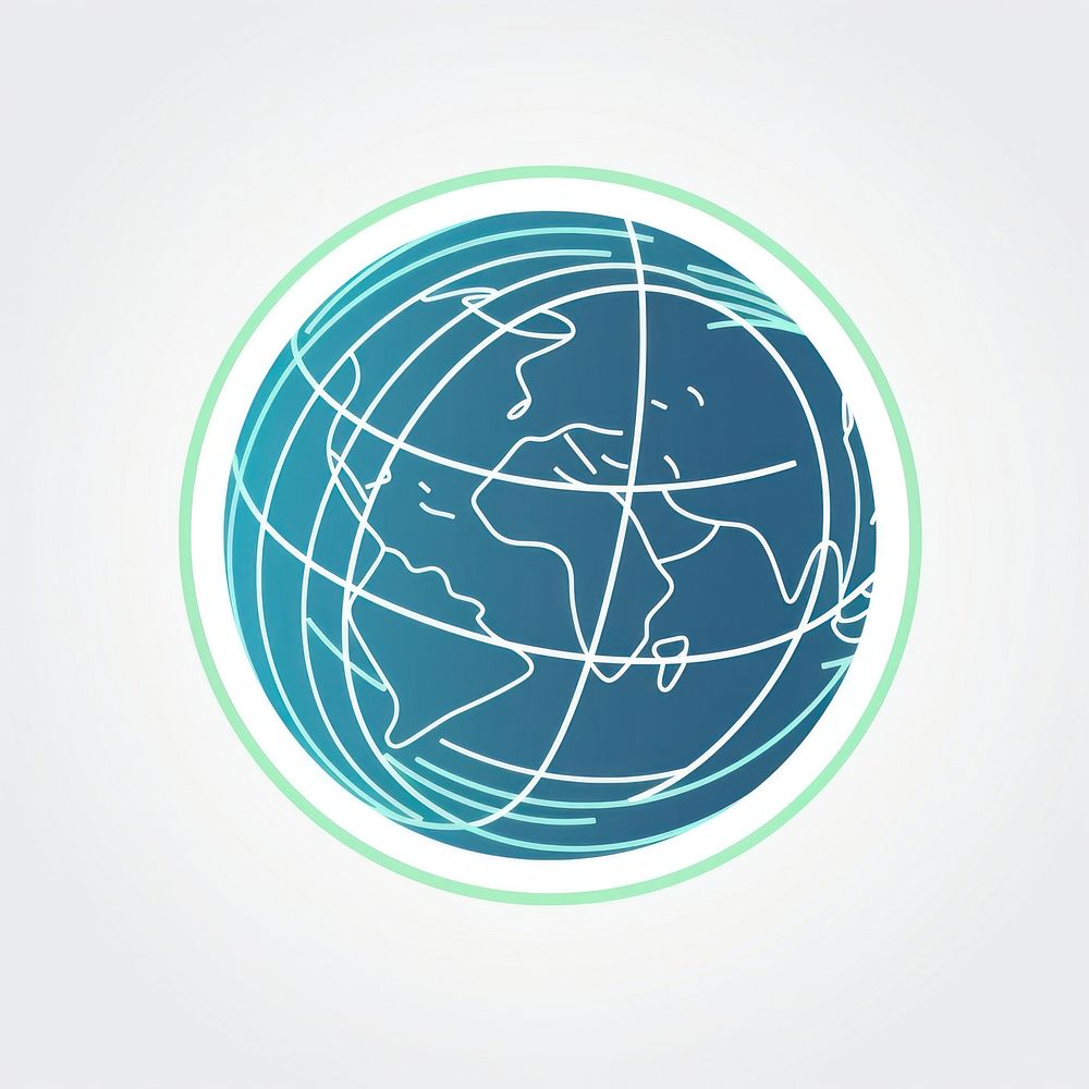 Minimal earth icon sphere planet globe.