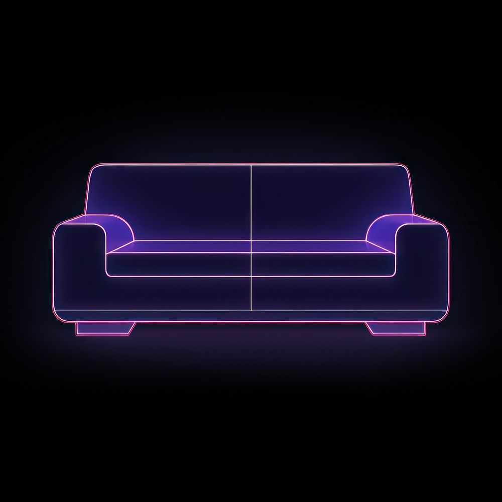 Sofa icon furniture glowing light.