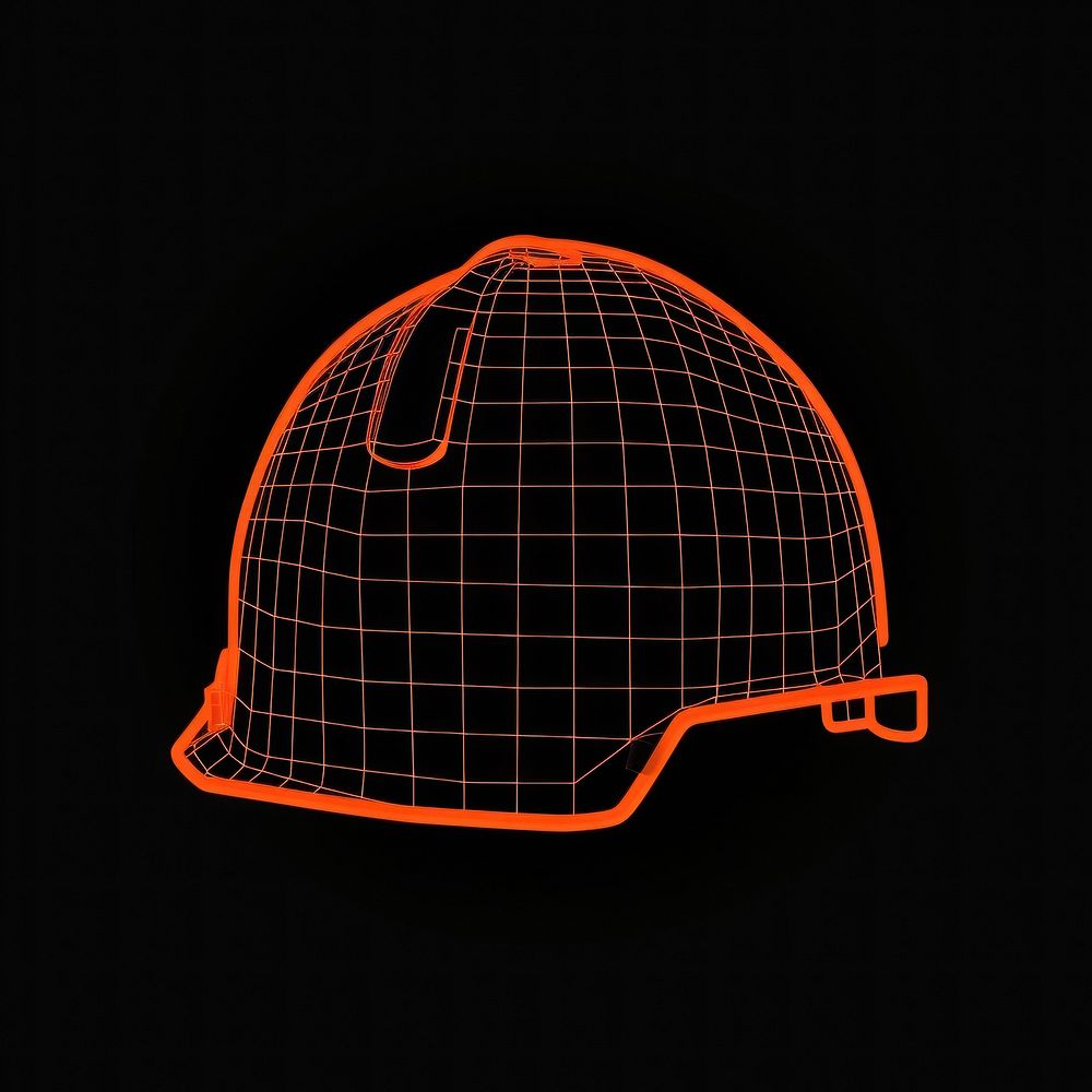 Safety helmet icon glowing hardhat protection.