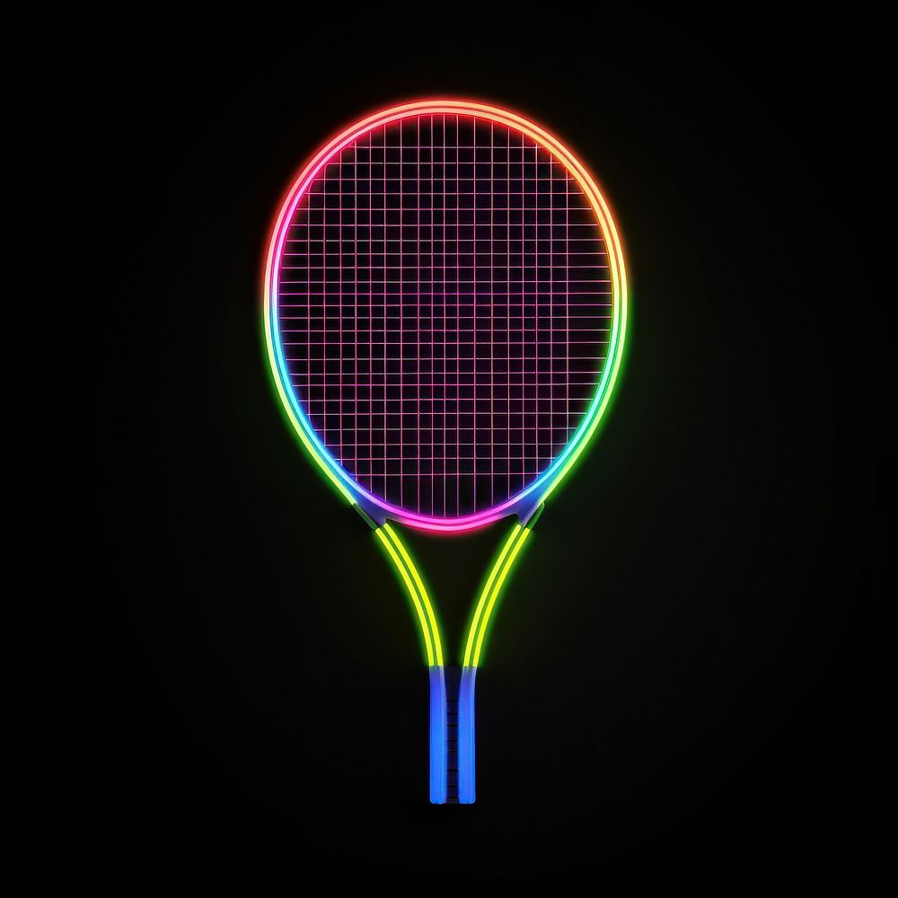 Abstract tennis racket glowing sports competition.