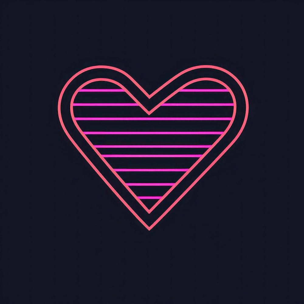 Heart icon neon glowing light.