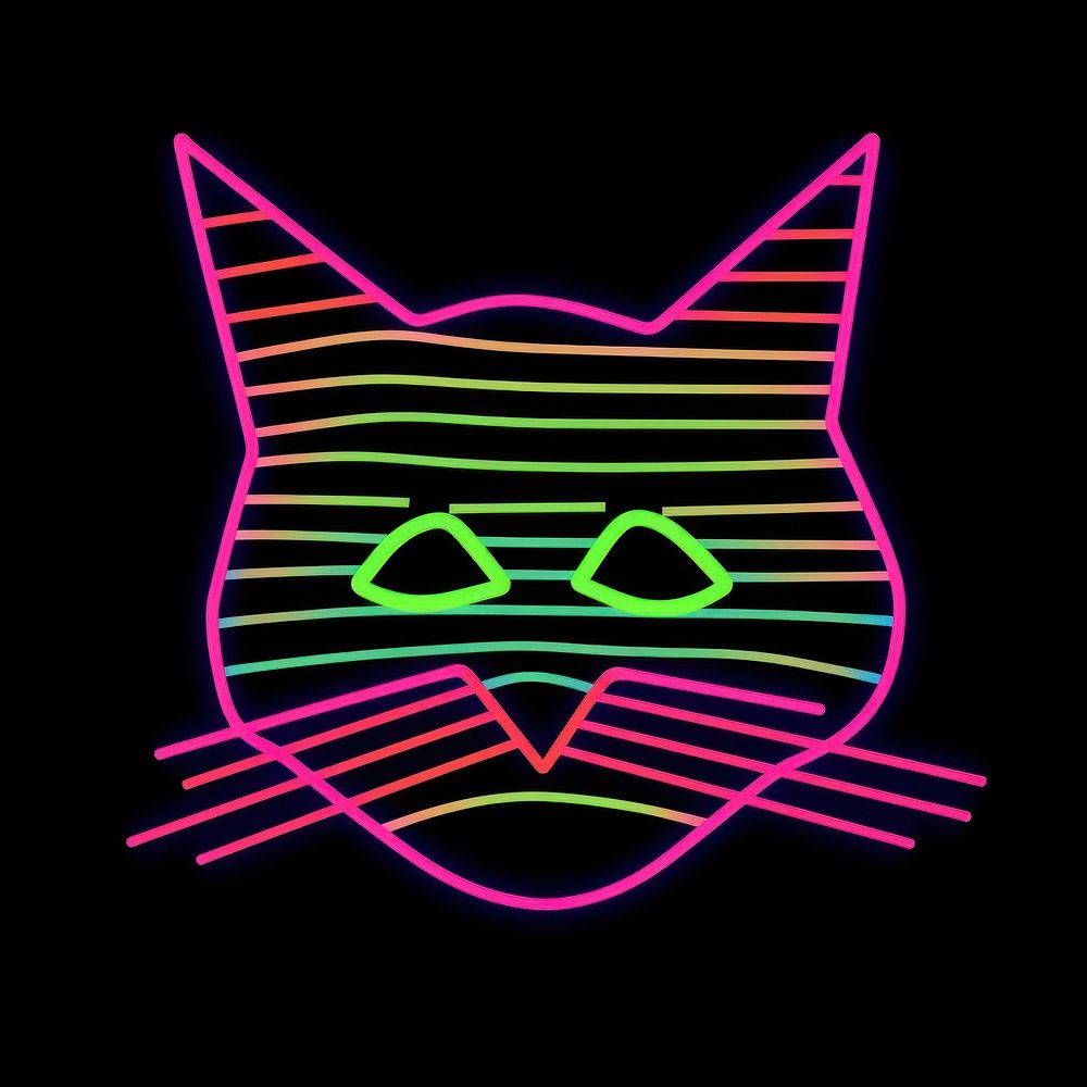 Abstract cat neon glowing light.