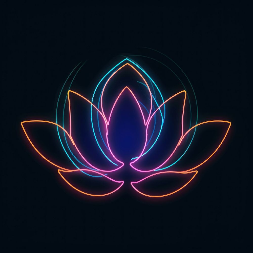 Abstract lotus flower light neon glowing.