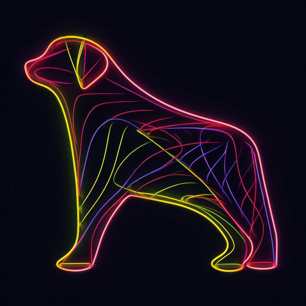 Abstract dog neon glowing light.