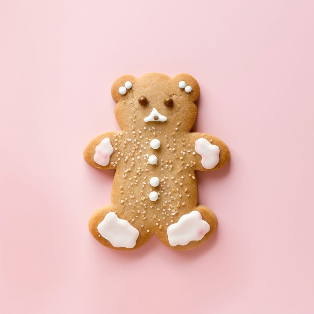Teddy bear cookie gingerbread biscuit. AI generated Image by rawpixel.