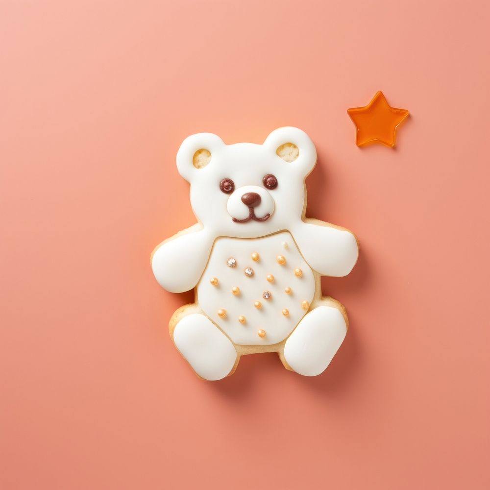 Teddy bear cookie dessert icing. AI generated Image by rawpixel.