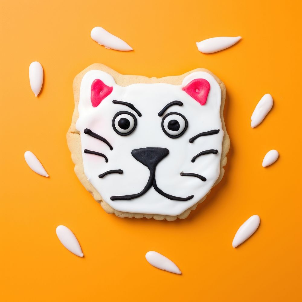 Tiger icing dessert cookie. AI generated Image by rawpixel.