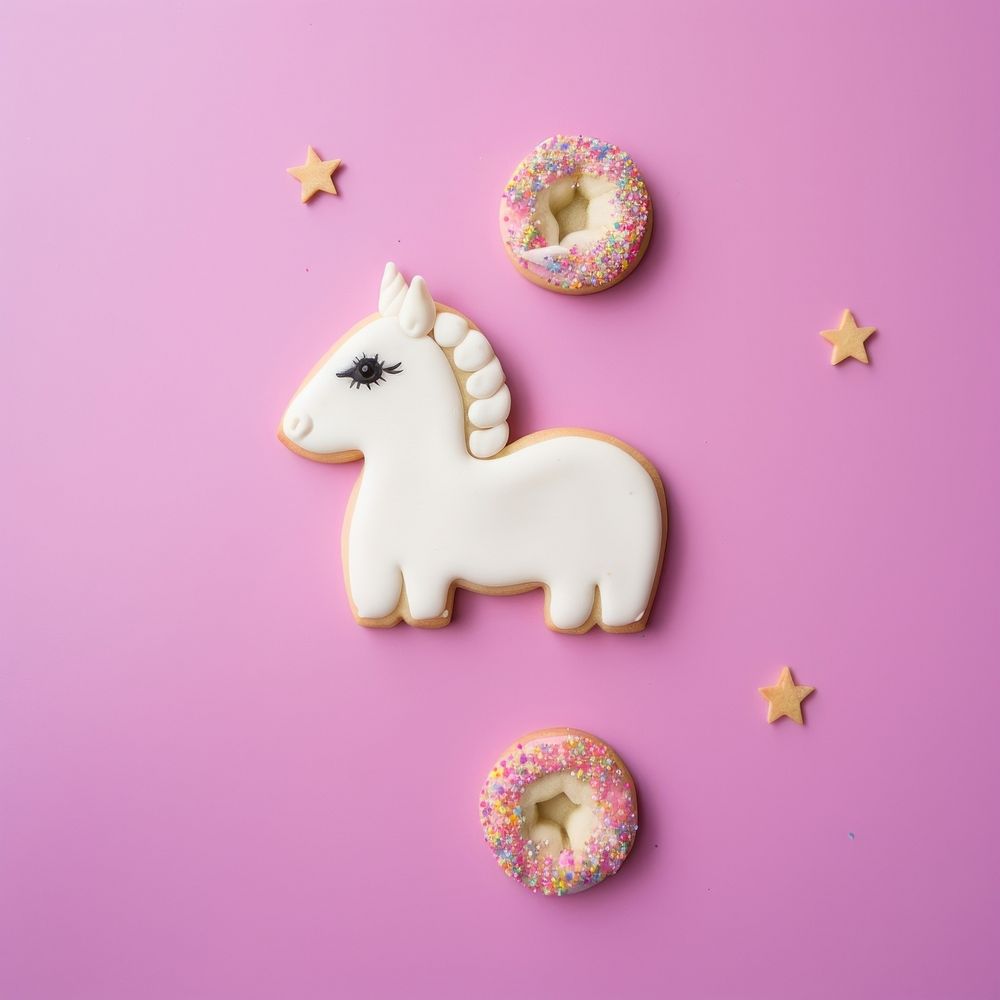 Unicorn icing dessert cookie. AI generated Image by rawpixel.