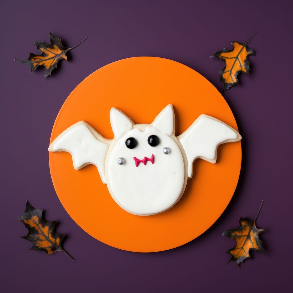 Bat icing dessert cookie. AI generated Image by rawpixel.