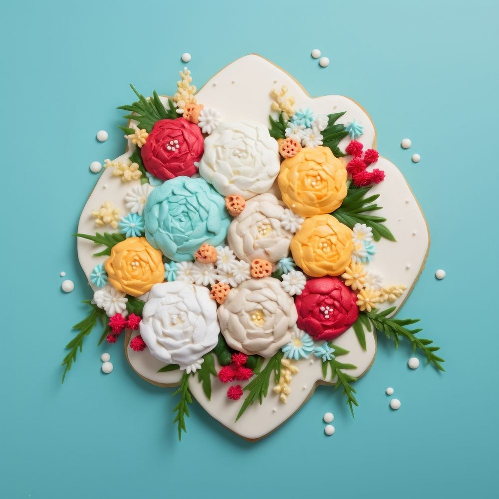 Bouquet icing dessert cookie. AI generated Image by rawpixel.