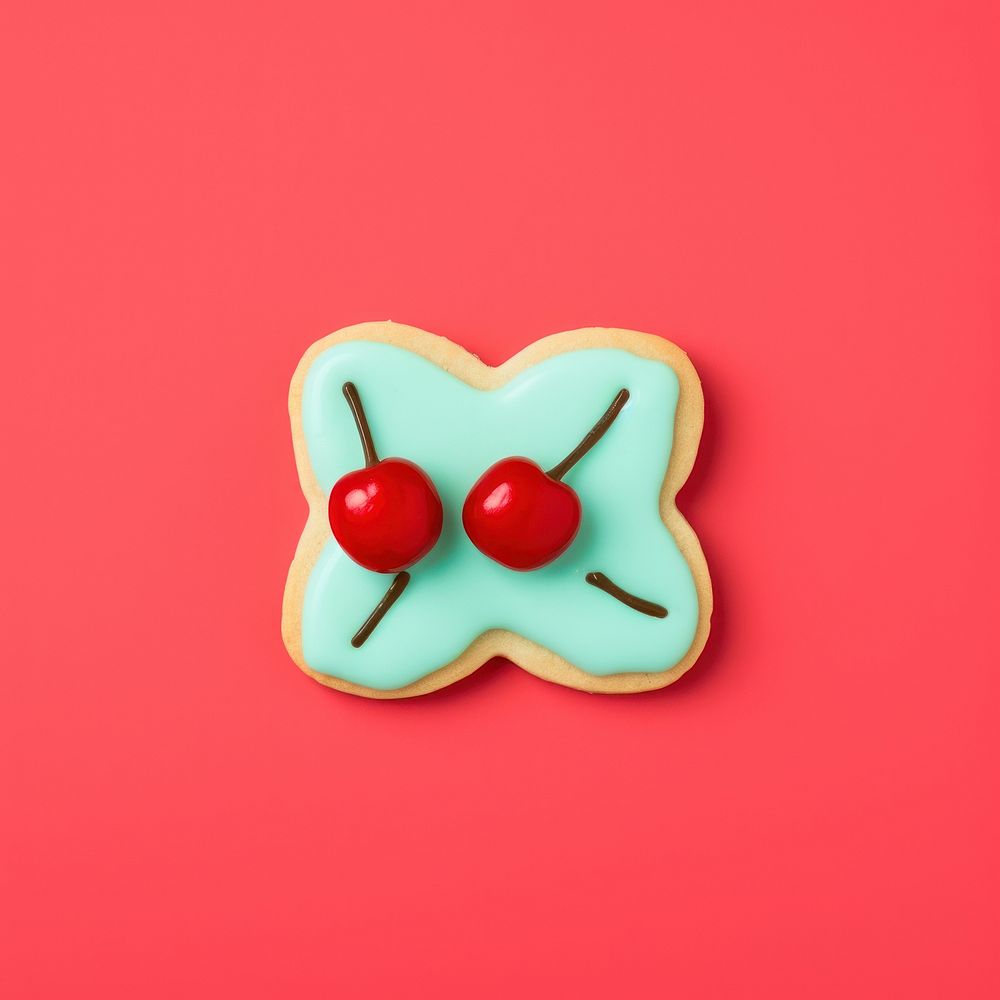 Cherry icing dessert cookie. AI generated Image by rawpixel.
