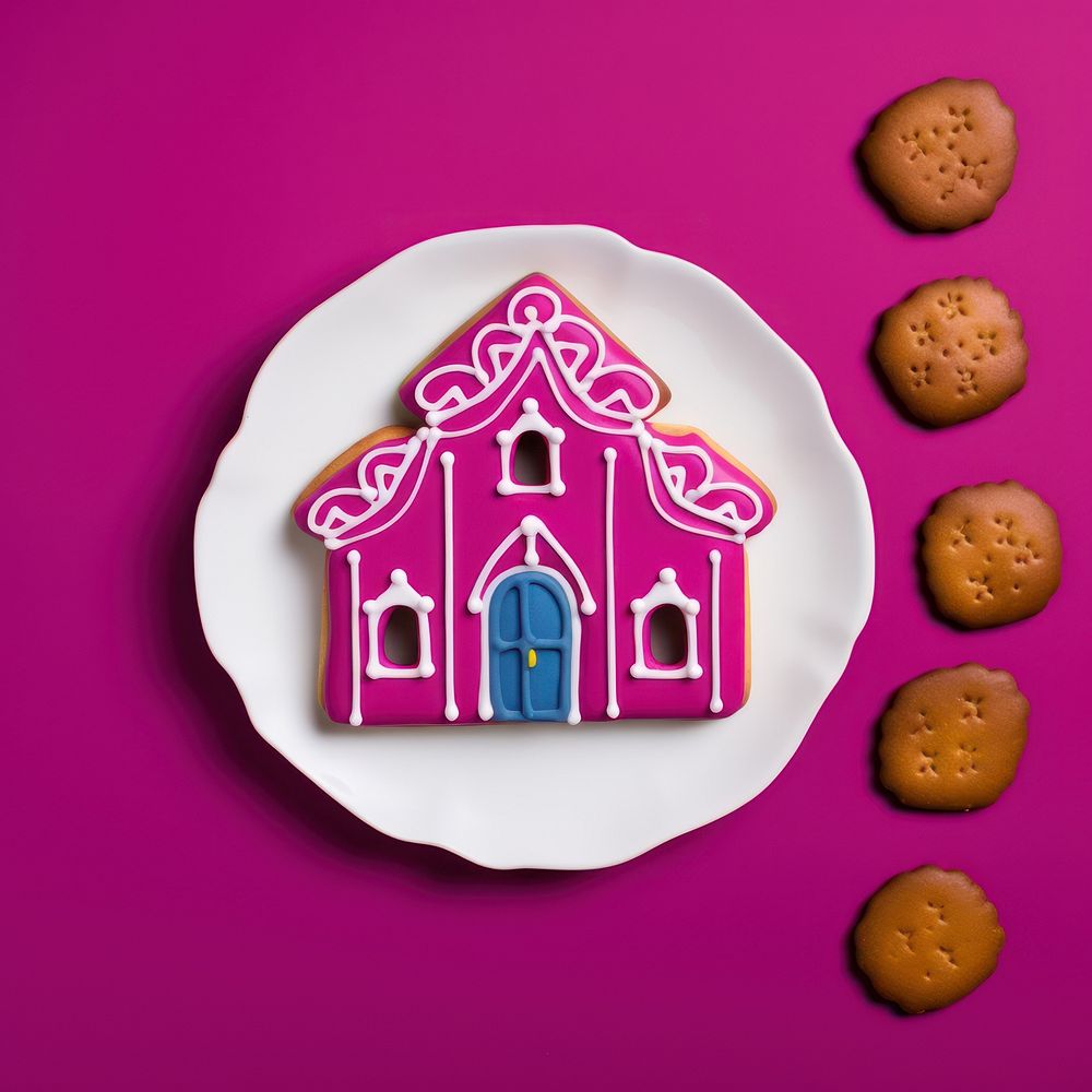 Church cookie icing gingerbread. AI generated Image by rawpixel.