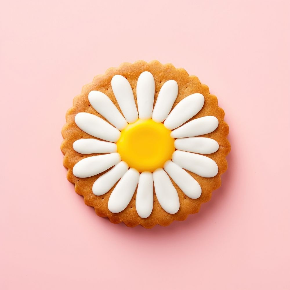 Daisy cookie icing dessert. AI generated Image by rawpixel.