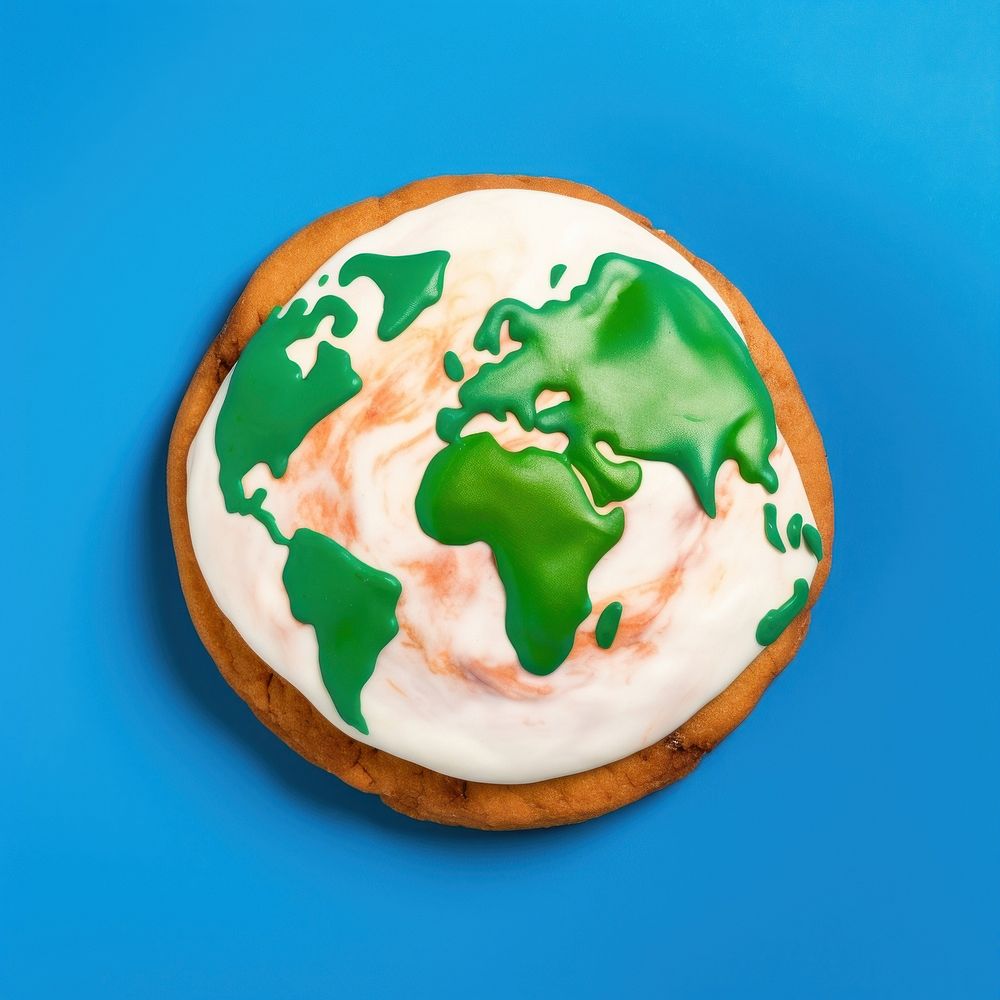 Earth dessert cookie icing. AI generated Image by rawpixel.