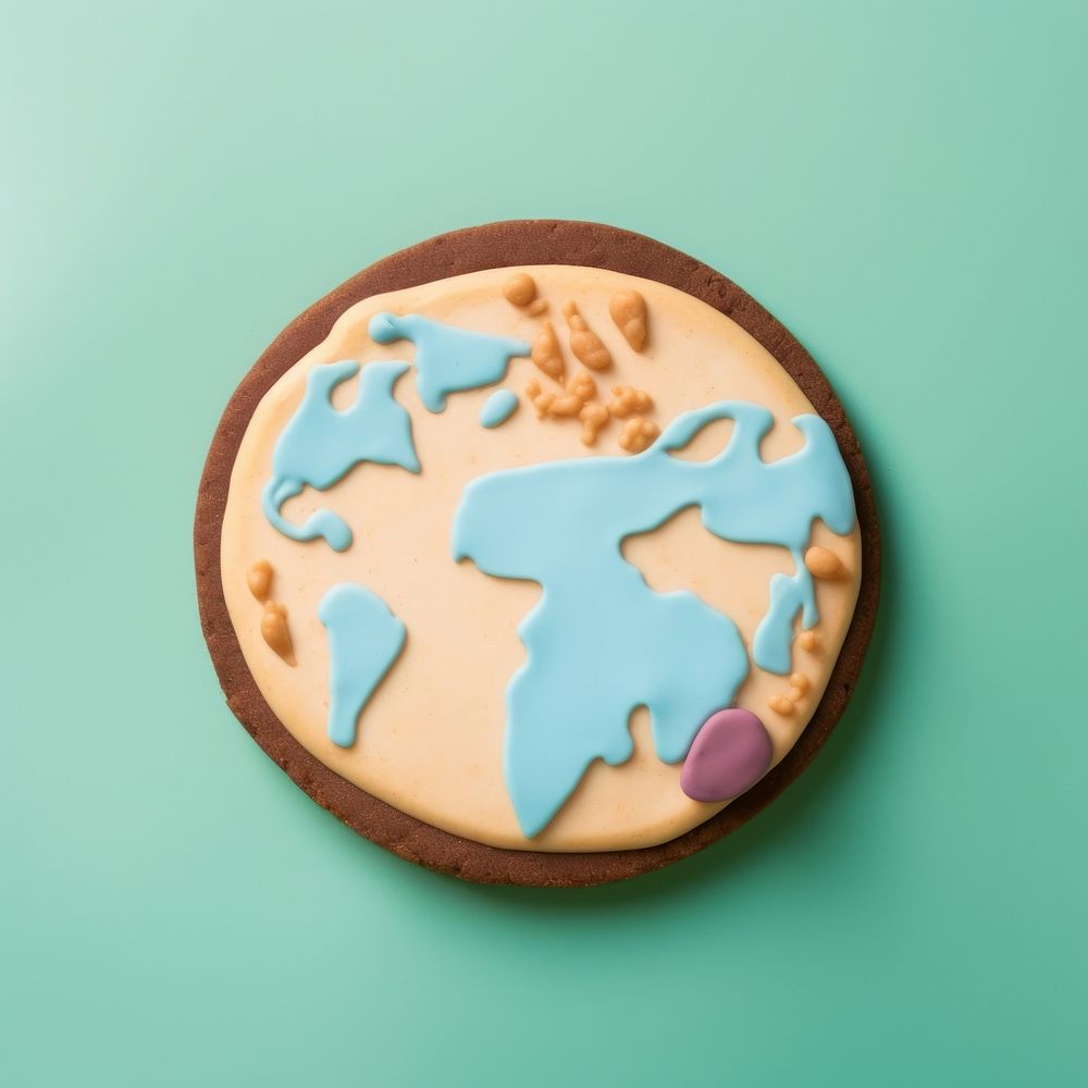 Earth cookie dessert icing. AI generated Image by rawpixel.
