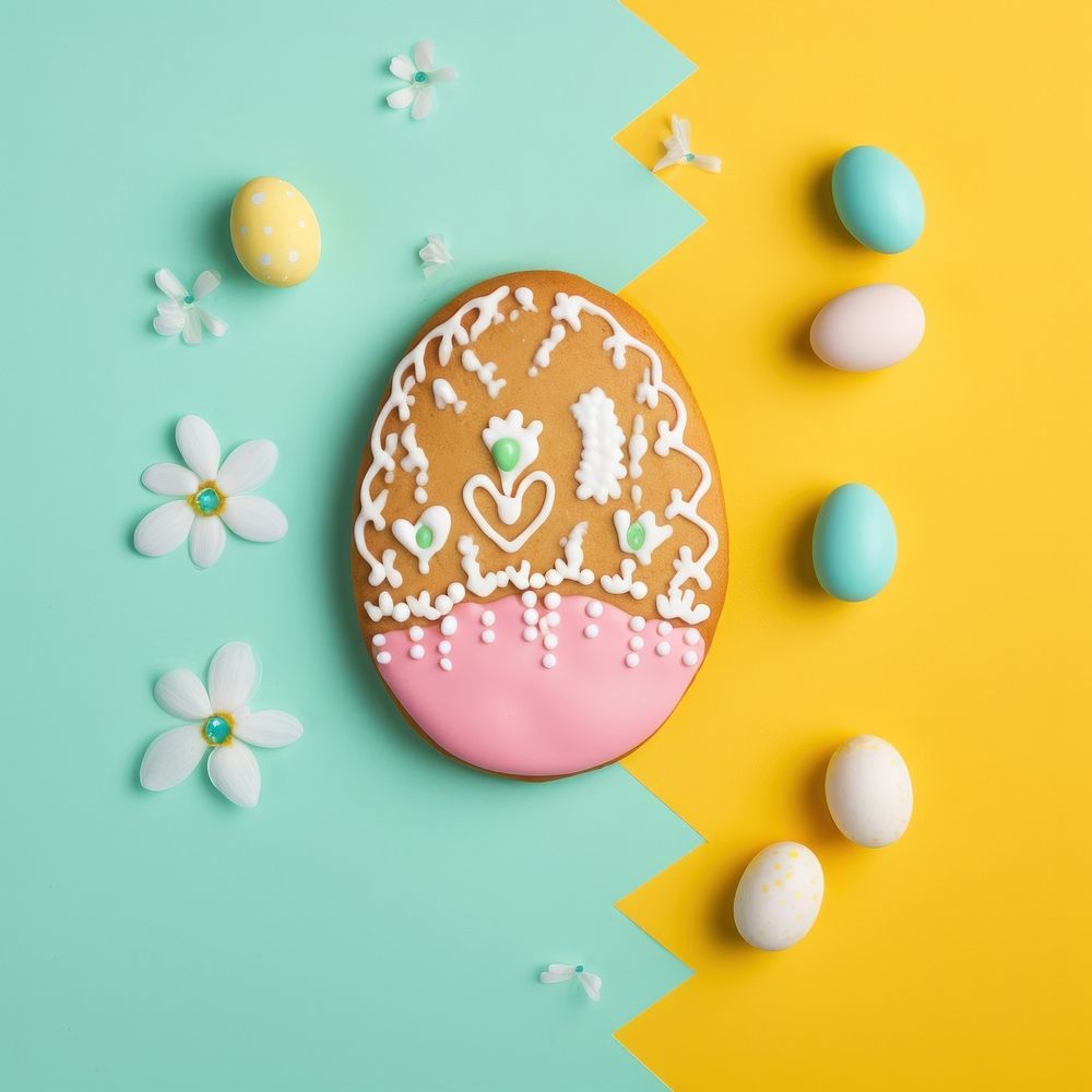 Easter egg cookie icing food. AI generated Image by rawpixel.