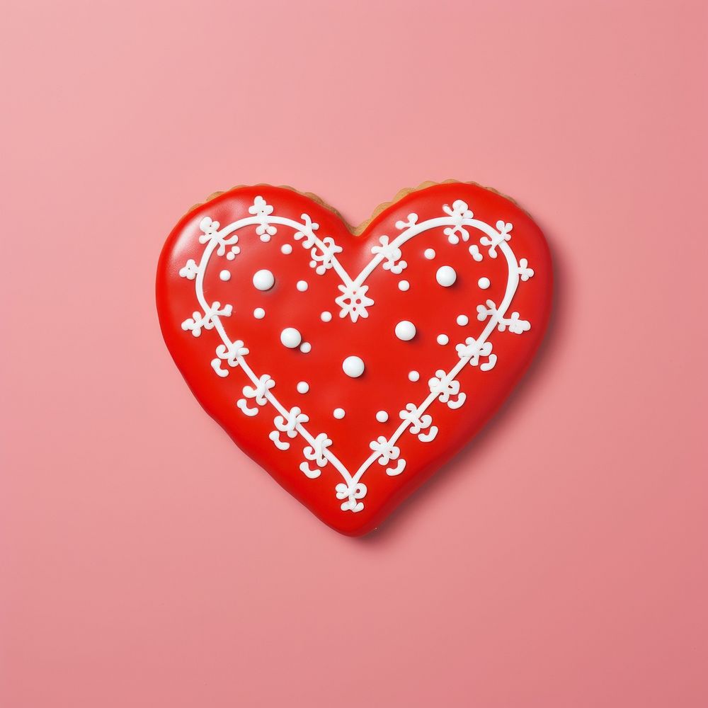 Heart cookie icing confectionery. AI generated Image by rawpixel.