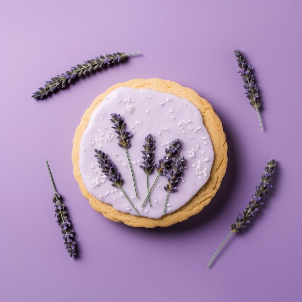 Lavender cookie flower icing. AI generated Image by rawpixel.