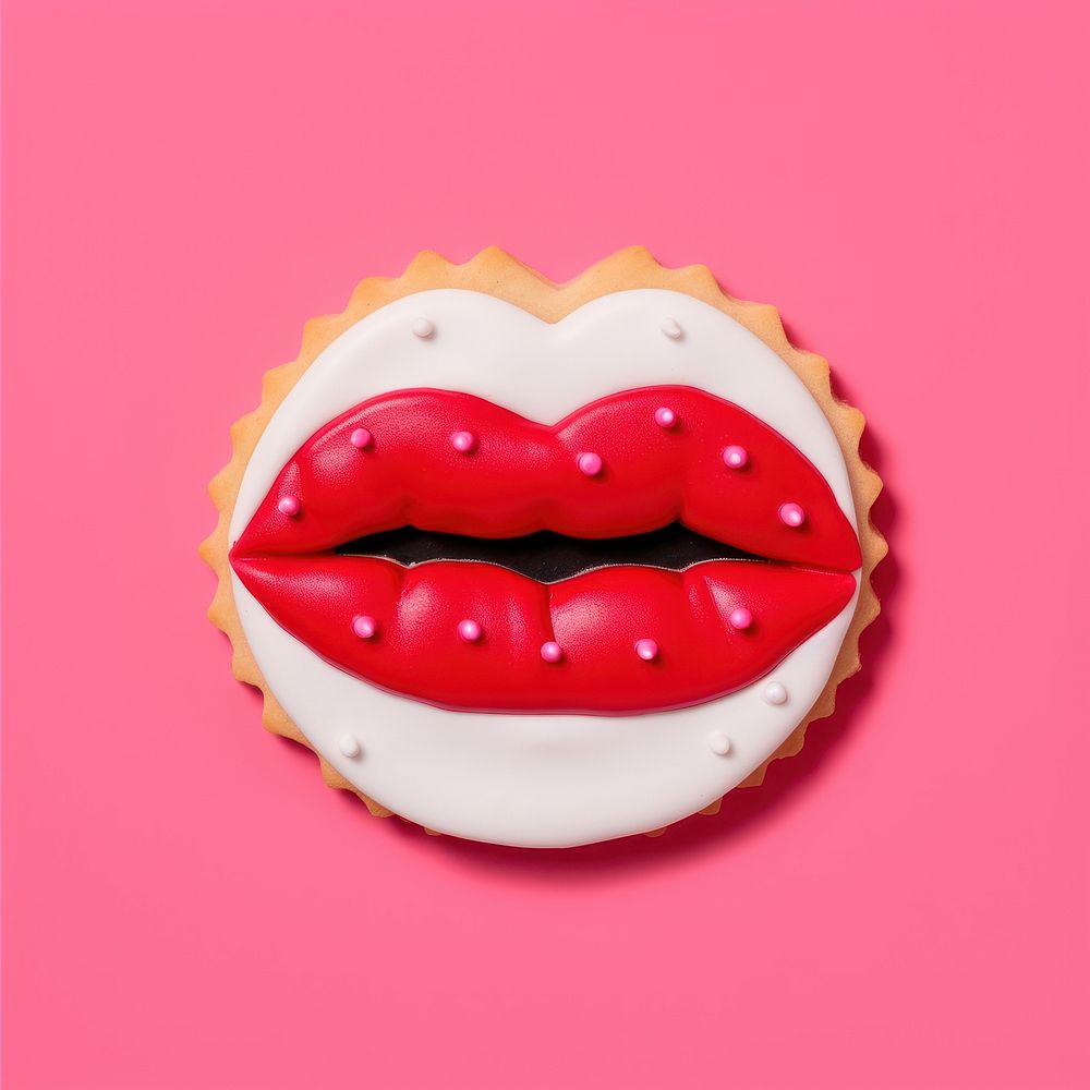Lips icing dessert cookie. AI generated Image by rawpixel.