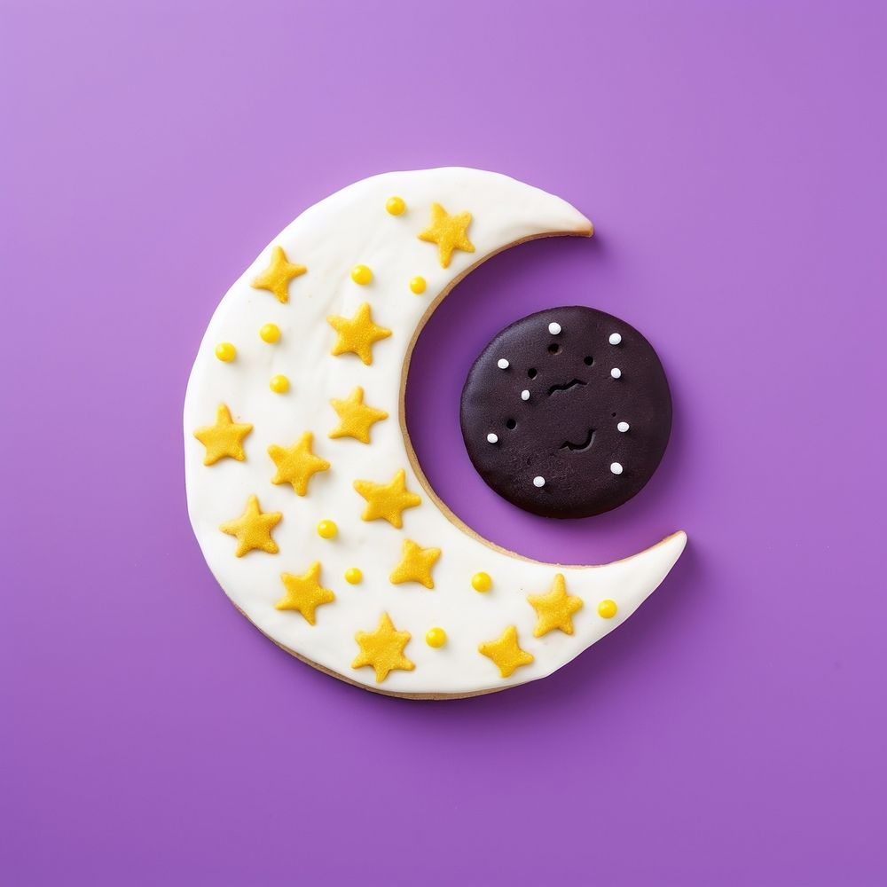 Moon icing dessert cookie. AI generated Image by rawpixel.