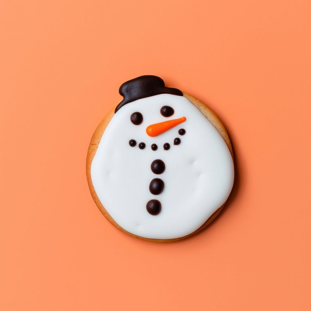 Snowman cookie winter food. AI generated Image by rawpixel.
