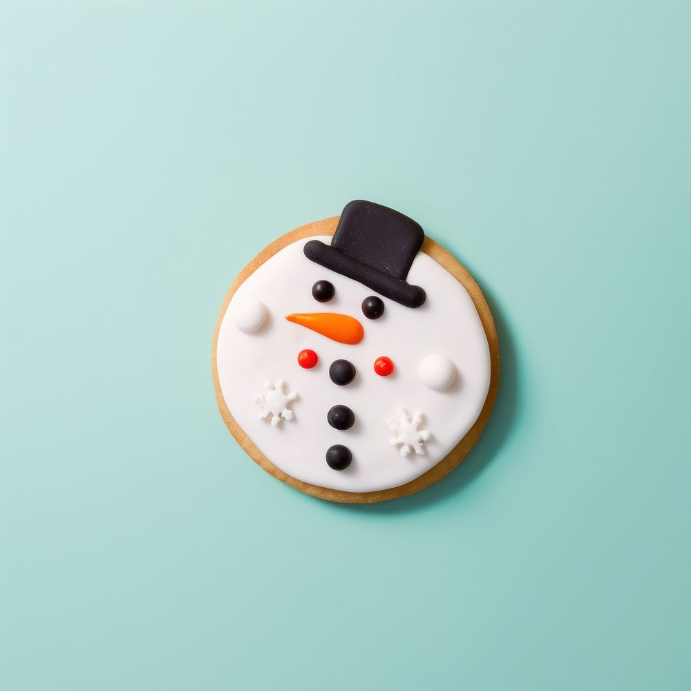 Snowman cookie icing dessert. AI generated Image by rawpixel.